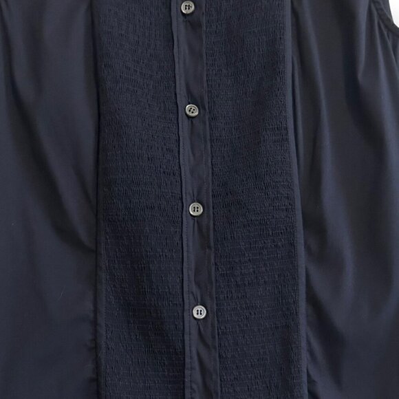 Prada Dark Blue Sleeveless Button Down Shirt, Size 44 Italy, stretch - Picture 8 of 15